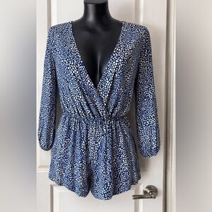 🟣 Ann & Grace Blue And Yellow Romper Size M